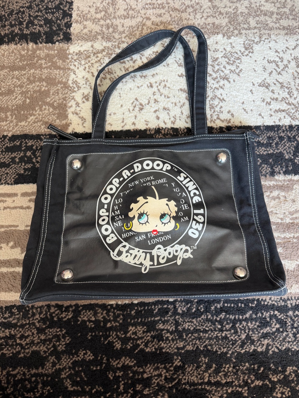 Betty Boop Black and White Graphic Canvas Tote bag purse